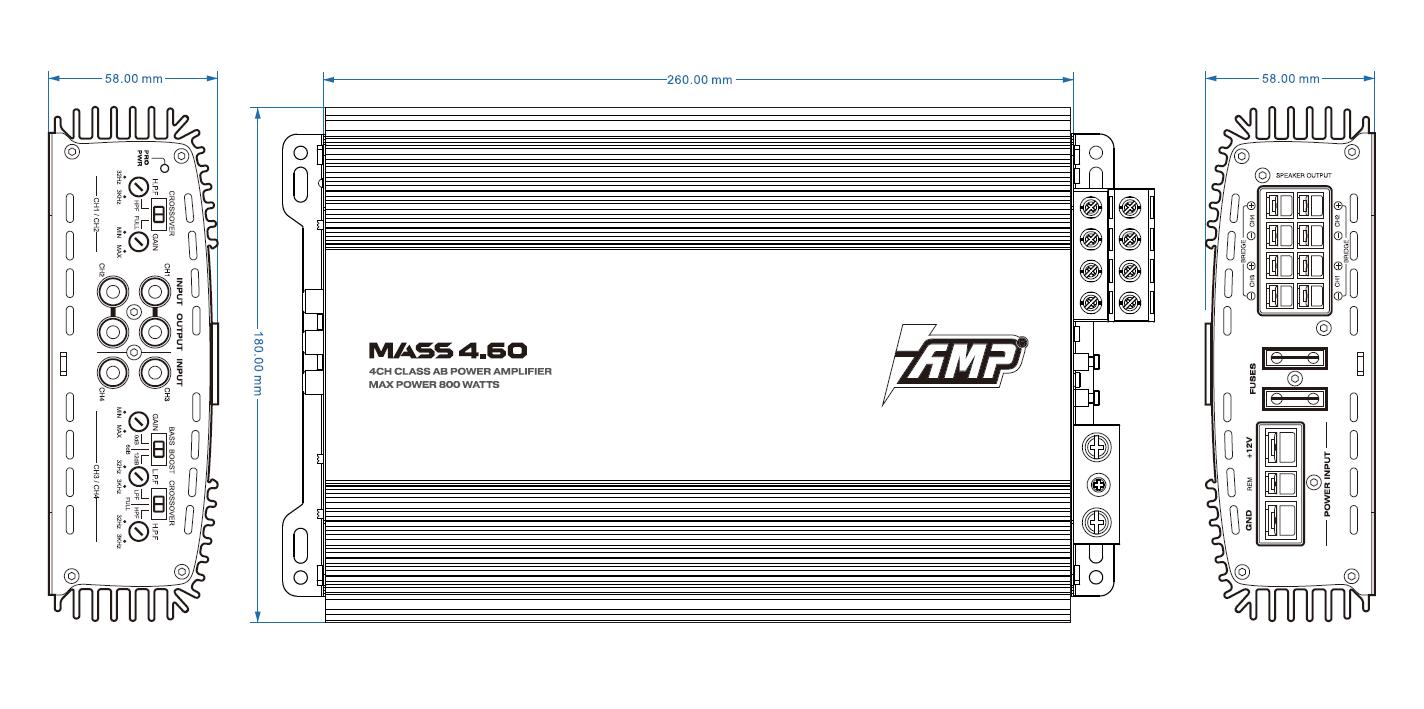 Усилитель AMP MASS 4.60 оптом — цена от партии. Поставки для магазинов и установочных центров | AMPGROUP
