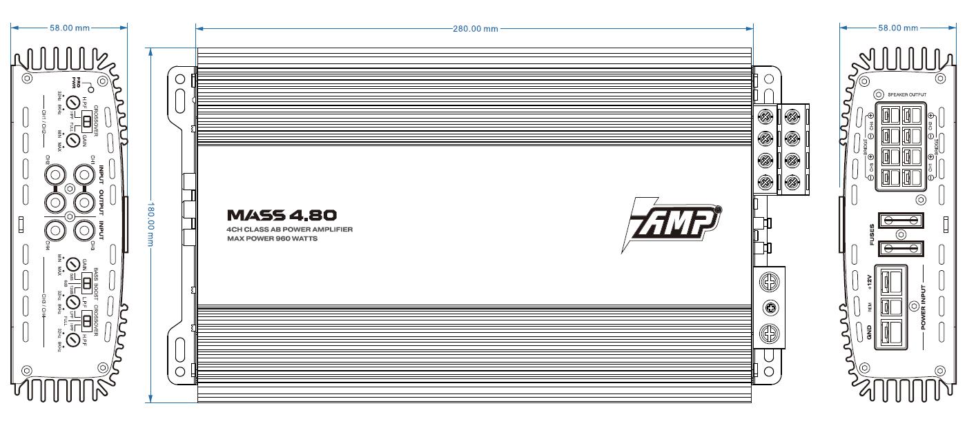 Усилитель AMP MASS 4.80 оптом — цена от партии. Поставки для магазинов и установочных центров | AMPGROUP
